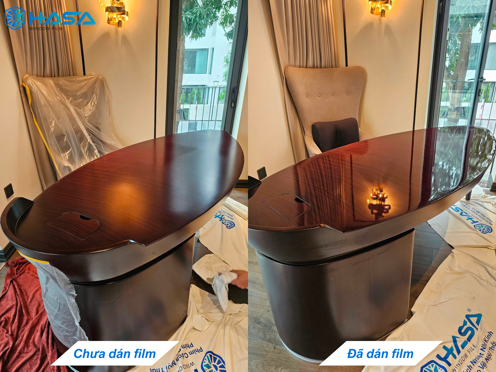 Lợi ích của việc dán phim dán bảo vệ bề mặt bàn gỗ